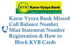 kvb balance check number by Missed Call mini statement