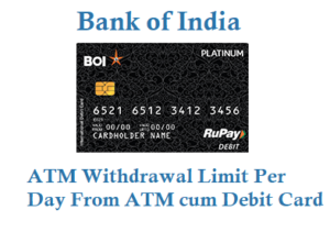 Bank of India Daily Withdrawal Limit from ATM