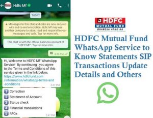 HDFC Mutual Fund WhatsApp Service 8270682706 to Know Statements SIP Transactions