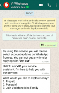 vodafone idea vi whatsapp customer care service details