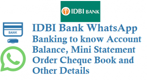IDBI Bank WhatsApp Banking to know Account Balance Mini Statement