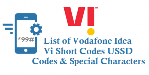 Vodafone Idea Vi Short Codes USSD Codes for prepaid and postpaid customers