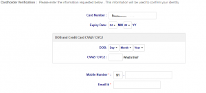 static password on hdfc cards registration