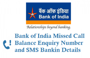 Bank of India Missed Call Balance ENquiry Number 9015135135 9266135135 SMS banking