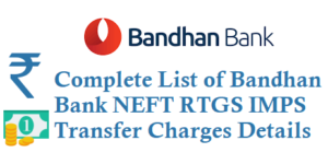Bandhan Bank NEFT RTGS IMPS Transfer Charges Details