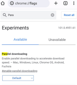 Enable parallel downloading in Chrome Browser for Android to Increase Download Speed
