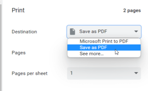 Save as pdf print destination to remove password on pdf