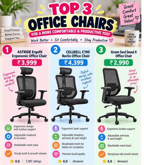 Office Chairs Under Rs 4500